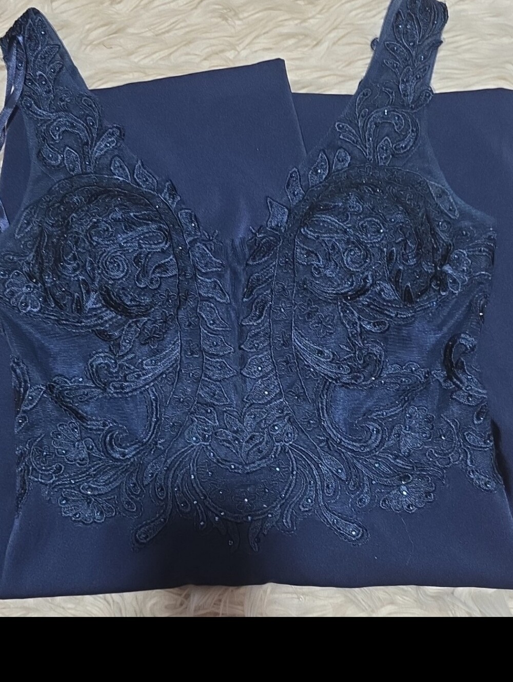 Navy Blue IIusion Cocktail Dress- 6